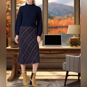 Club Monaco NWT Plaid Bias Midi Skirt Size 8 Medium
